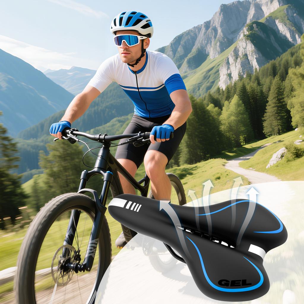 GEL Cushion Bike Seat Soft PU Leather Comfortable Bicycle Saddle for Mountain Road Bikes Shock Absorbing Cycling Accessories