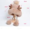 New Antler Knitted Woolen Hat Plush Ear Protection Head Hat Korean Version Three Hairy Ball Thick Warm Hat Women
