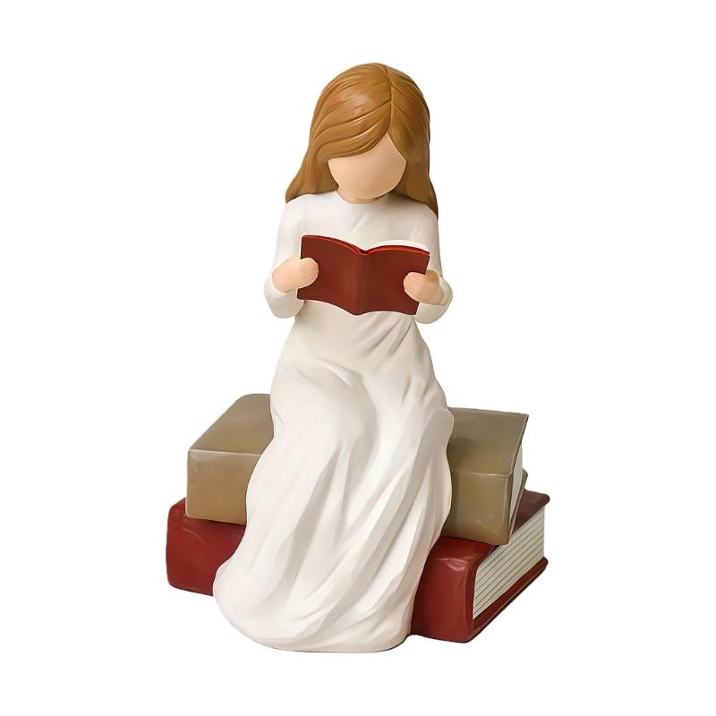 

Resin Girl Statue Reading Girl Sculpture Ornament Collectible Figurines for Home Office Desktop Decors Housewarming Gift 1