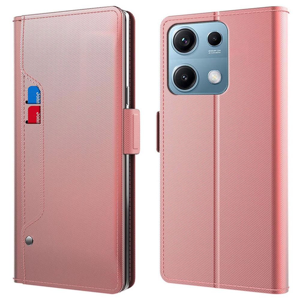 Für Xiaomi Redmi Note 14S 4G Hülle Ständer PU Leder Handyhülle Kartenhalter Spiegel