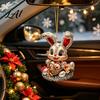 Indoor Outdoor Holiday Hanging Ornament Easter Bunny Acrylic Pendant Cute Rabbit with Basket 2D Car Unique Gift for Her Rearview Mirror Ornament,