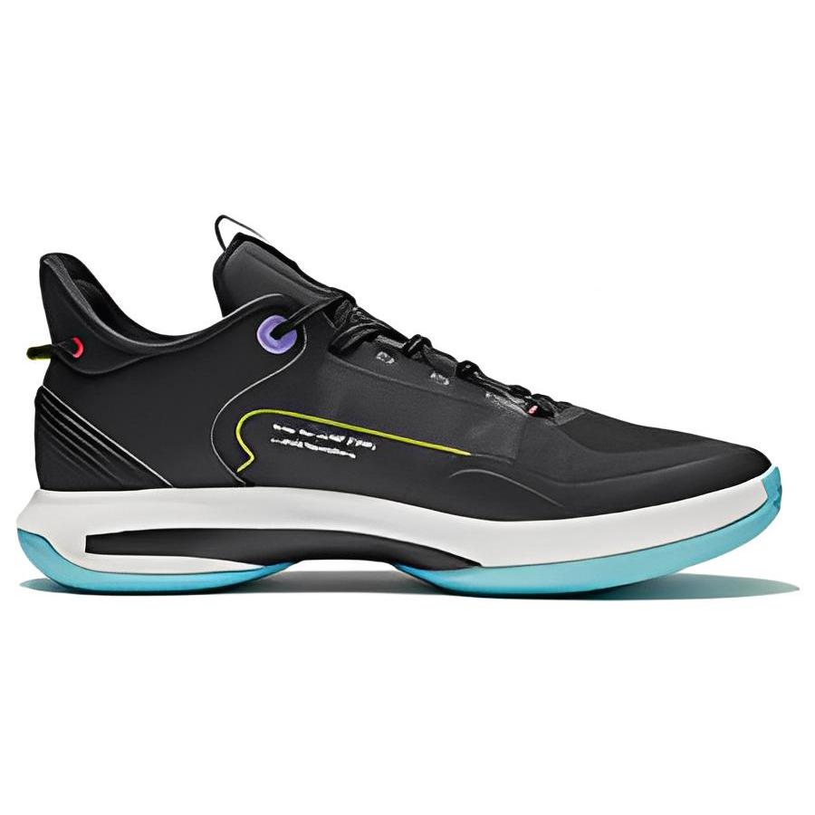 Li Ning Textile, Leather Cushioning Slip Resistant Abrasion Resistant Low top Performance Basketball Shoes Men's Black ABPR069-8