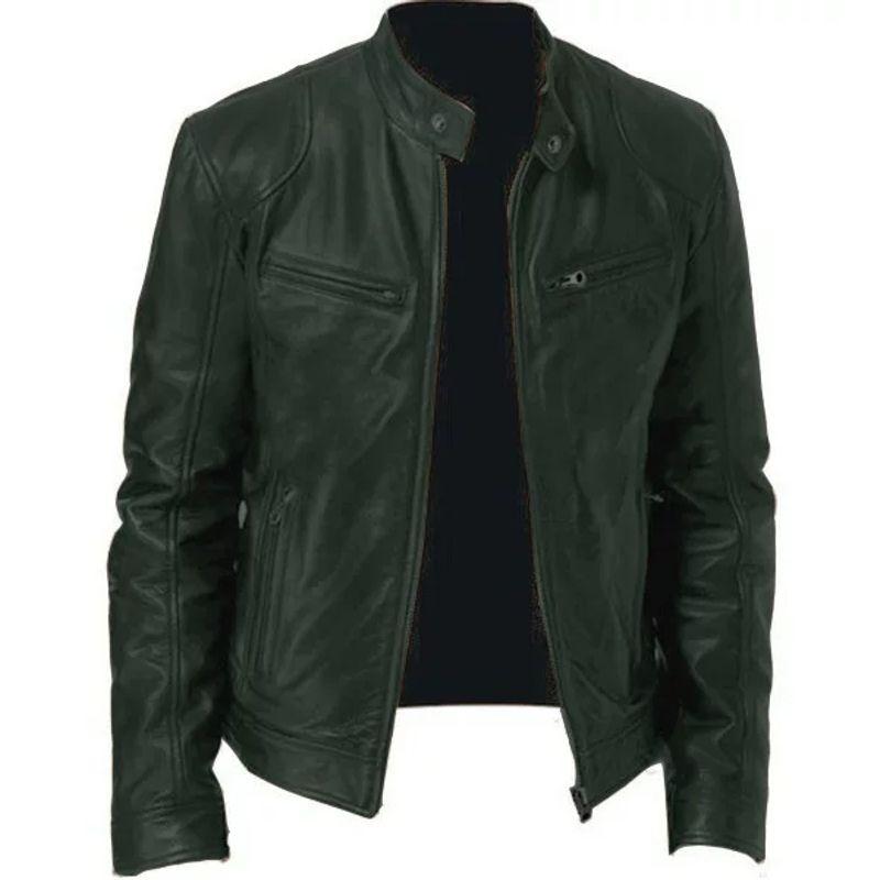 2025 Autumn Winter Fashionable PU Men's Casual Jacket Wholesale European Style Motorcycle Leather Coat