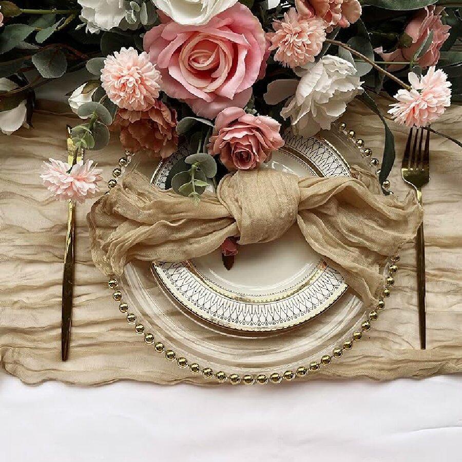 6pcs Napkins Wrinkled Dinner Napkins Soft Cotton Table Napkins Decorative Cloth Napkins for Weddings Parties Family Everyday Use