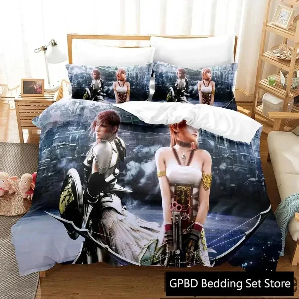 Anime Game Final Fantasy Xiii-2 Bedding Set 3D Printed Suitable For Bedroom Duvet Cover Set With Pillowcases Kids Home Textile