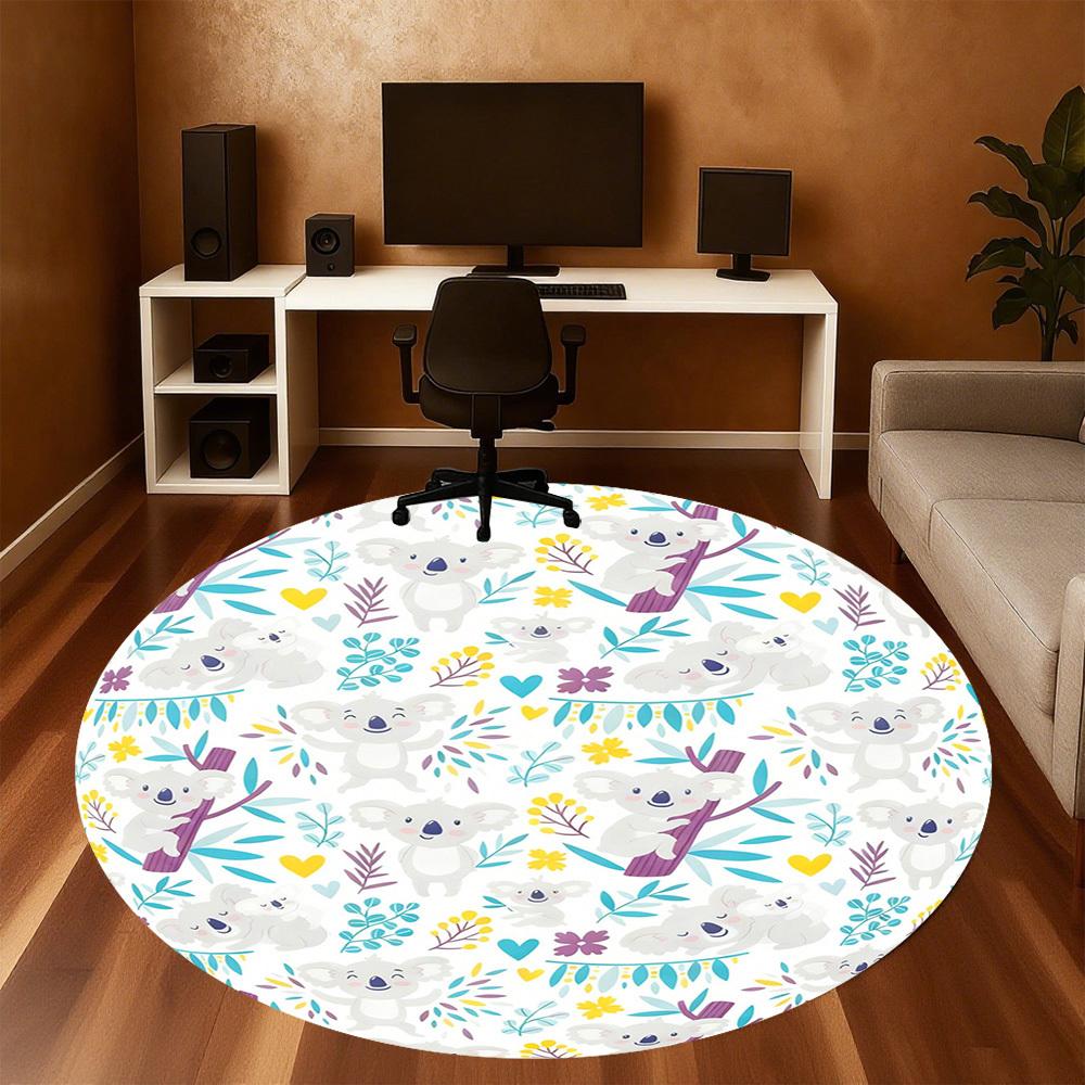 1PC Koala Leaves Round Chair mat Area Rug - Non-Slip, Floor Mat for Office, Bedroom, and Indoor Decor -Gift D1127177