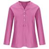 Camicia estiva taglie forti tinta unita casual in cotone e lino, camicetta vintage con tasca, abbigliamento da donna