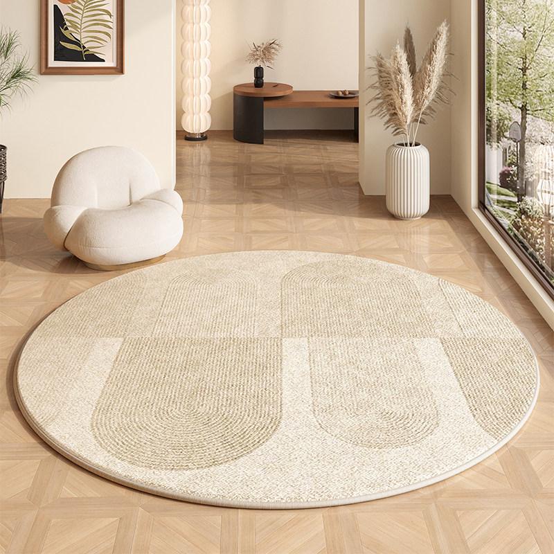 Cremefarbene Teppiche für das Wohnzimmer, Leichter Luxus, Schlafzimmerdekoration, Plüschteppich, Flauschiger Weicher Runder Teppich, Einfache Haus Bodendämmmatte Verdickt