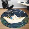 1pc Paper Boat Night Office Round Area Rug, Indoor Mat Suitable For Office, Under Office Chairs Bedroom Living Room Home Decor, Room Deco