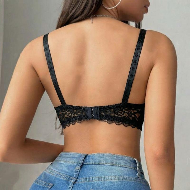 34-40BC Soutien-gorge Transparent à Lacets Intégraux Soutien-gorge Push Up Lingerie Brassière Femme Fine Armature Bralette