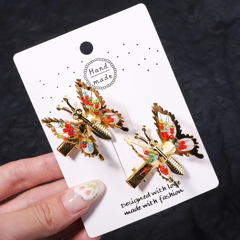 2/4 szt. Urocze Metalowe Puste Ruchome Motyle Spinki do Włosów dla Kobiet Dziewcząt Kolorowe Kokardki Klips do Włosów Spinka Opaska Akcesoria do Włosów