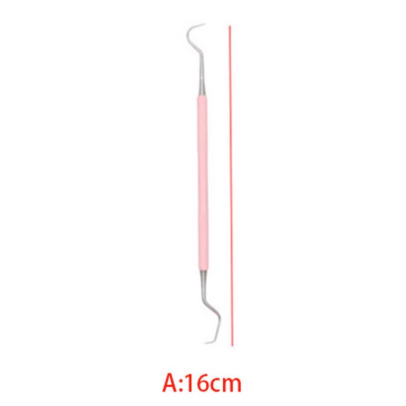 3Pcs Dental Probe Mouth Mirror Tweezers Stainless Steel Pink Color Double Heads Hygiene Explorer Probe Hook Dentist Tool