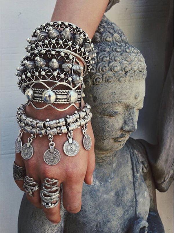 Fashion Retro Dual-use Coin Anklet/Bracelet with Engraved Design