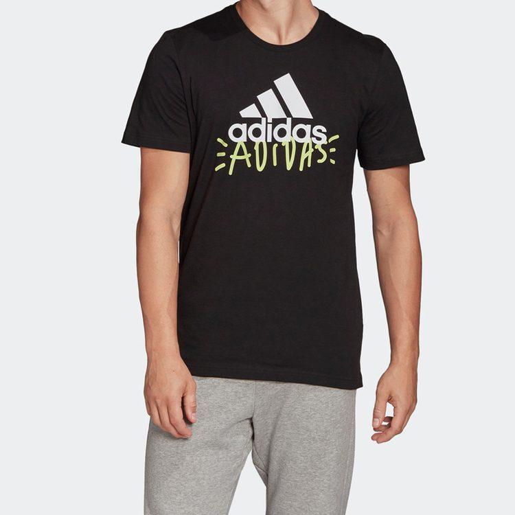 Adidas T Shirts Men's Black Crew Neck Moderate Straight Fit FN1727