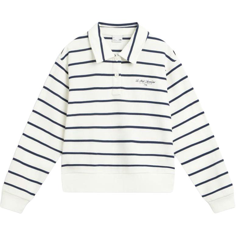 

Li Ning Пуловер поло с надписью, в полоску, с цветными блоками, удобный, универсальный, свободный, с принтом, женский свитшот AWDV532-1 L