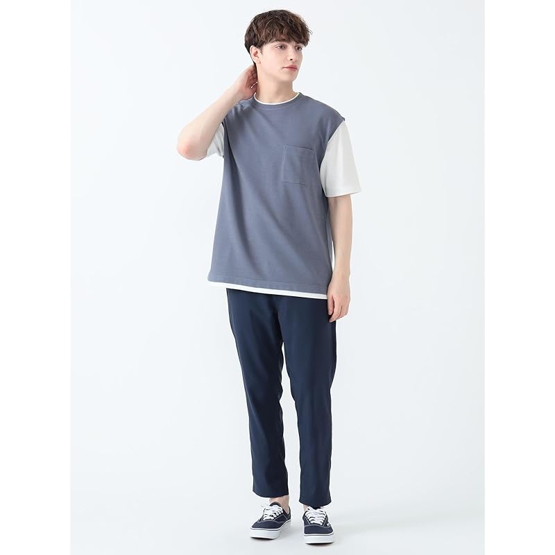 [Beams Heart] S/S TEE Cool Touch Sensation Fake Layered Vest T-shirt Men's SMOKE_BLUE L