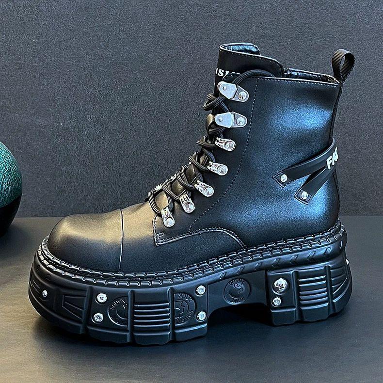 

2025 New High-top Leather Men s Trendy White Thick-soled Inner Height-increasing Men s Short Boots 44