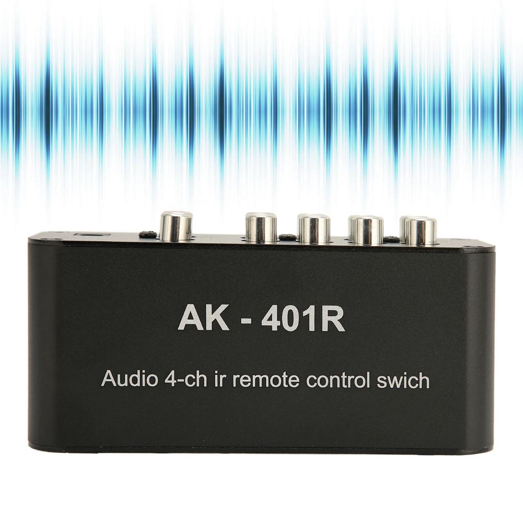 4 Way RCA Switcher Multifunctional 4 in 1 Out RCA Stereo Switch Selector with IR Remote Control for