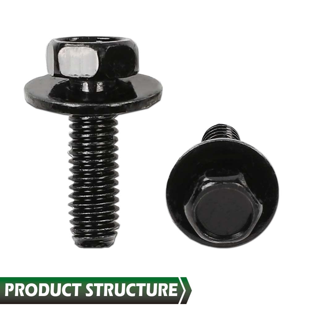 GRAND ORANGE 20pcs M6 Hex Head Bolts Car Body Bolts Screws Compatible with Honda GM M6-1.0 x 20mm Long - 10mm Hex - 17mm Washer for Bumper Fender