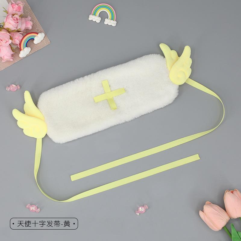 Plush angel wings ears headgear comic show props cross ribbon headgear girl lolita headband