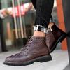 Mens Boots High Quality Men Casual Shoes Winter Lace-Up Side Zipper Ankle Boots Plush Warm Outdoor Snow Shoes Crocodile Pattern