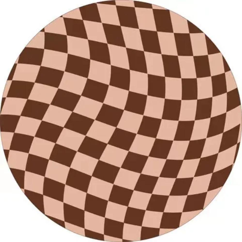 Round Checkerboard Carpet Dresser Thickened Carpet Home Living Room Bedroom Bedside Large Area Carpets Fluffy Soft Non-slip Rug