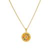 Gold Plated Stainless Steel Colorful Stone Round Pendant Necklace for Women