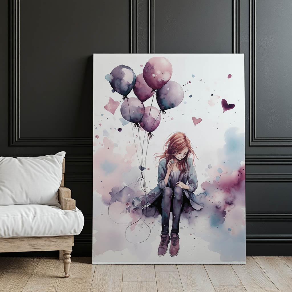 Huśtawka W Krainie Balonów Huśtawka W Krainie Balonów, 50X70 Cm, Bez Ramy, Płótno Premium Na Blejtramie