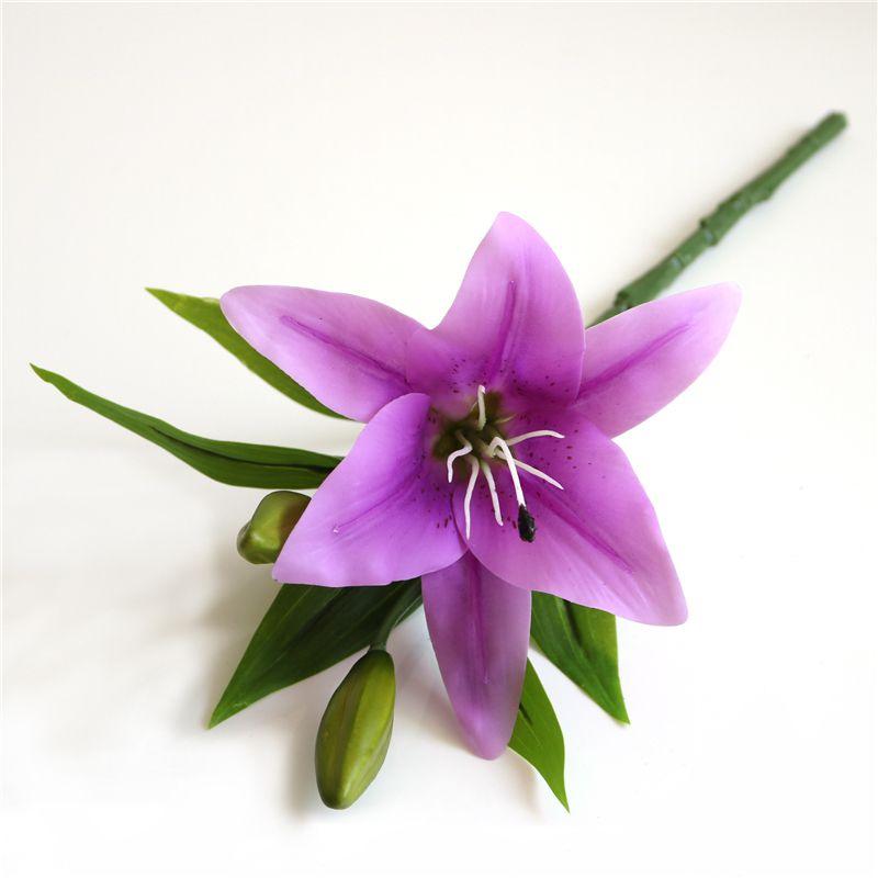 

38см Реалистичный На ощупь Искусственный Букет Цветов Лилии Просо Спрей Свадебный Декор фиолетовый