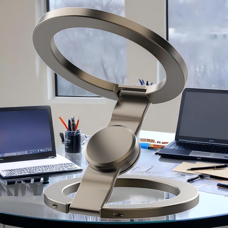 Rotating Magnetic Phone Holder Stand - Double-Sided, Foldable, Desktop Support for Relaxed Use