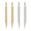 American Trend Niche Design Sense Diamond-encrusted Long Fringed Stud Earrings, Light Luxury Fashion High-end Earrings