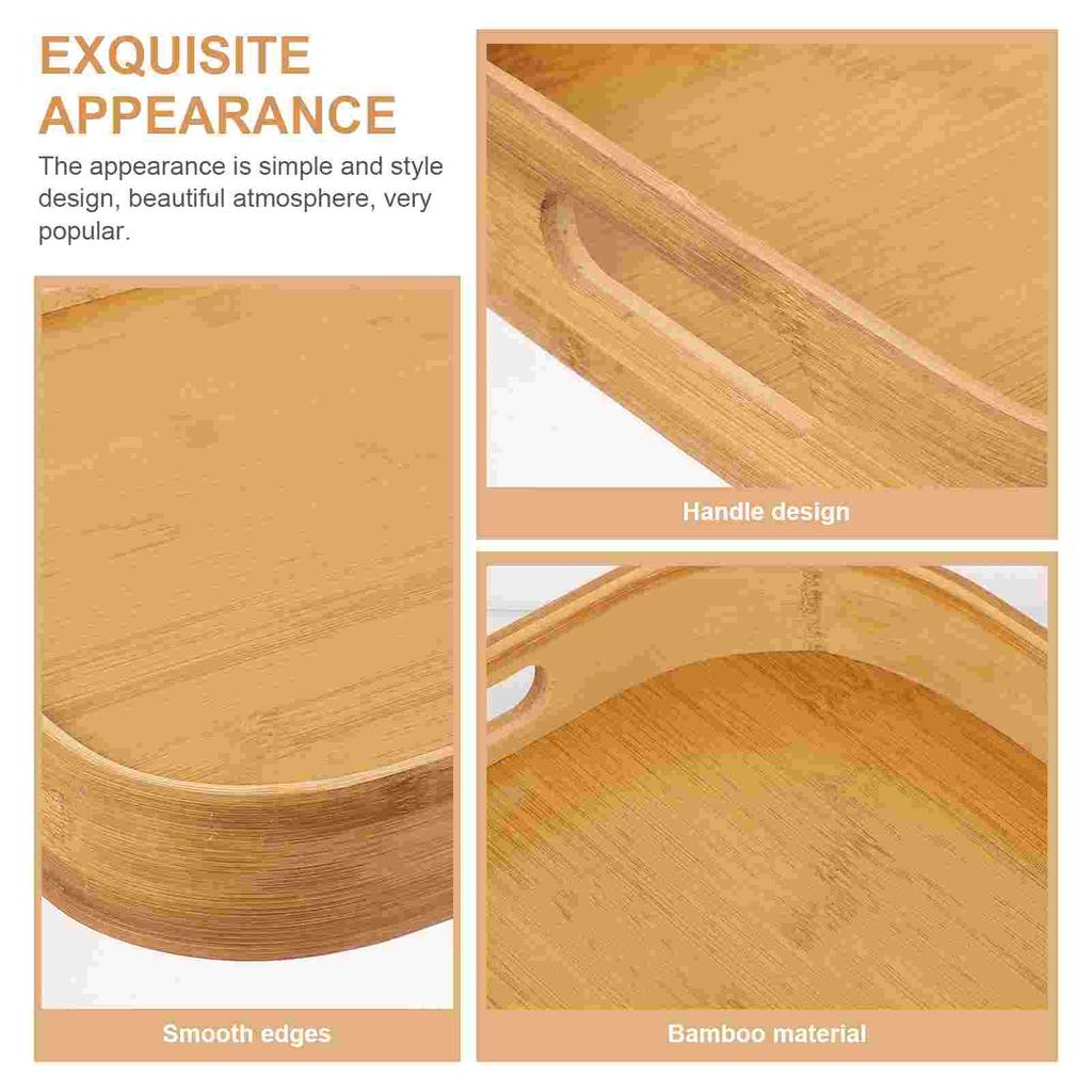 Bamboo Storage Tray Platters Serving Small Kitchen Snack Holder Footstool for Food Cooked Trays Snacks Organizer