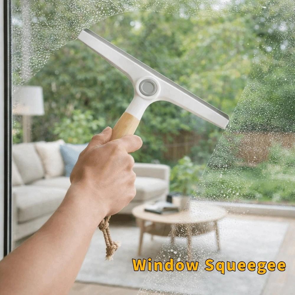 Non-Scratch Glass Wiper Wooden Handle Scraping Scraper Household Clean Wiper Kitchen Sink