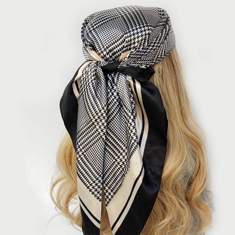 Four Seasons Square Kerchief Popular 90X90CM Stripe Shawls Fashion New Sunscreen Bandannas Europe And America Silk Scarves