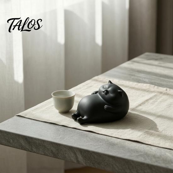 Cute Room Decor Aesthetic 3D Printed Fat Cat Figurine, Lazy Statue, Desktop Gadgets for Stress Relief Minimalist Tabletop Ornament Office Desk