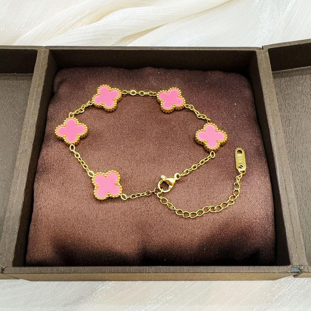 Fashion Titanium Steel Four-Leaf Clover Bracelet Women Do Not Lose Color Luxury High-Grade Hand Jewelry