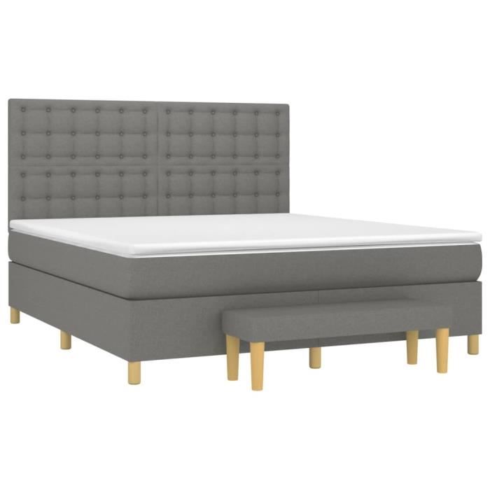 VidaXL Divan Bed with Mattress Dark Grey 160x200cm Fabric - Model 3137486