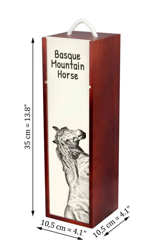 Basque Mountain Horse - Wine Box with a Horse, Alcohol Box with Graphics, Personalized Gift Box from the Art-Dog Brand