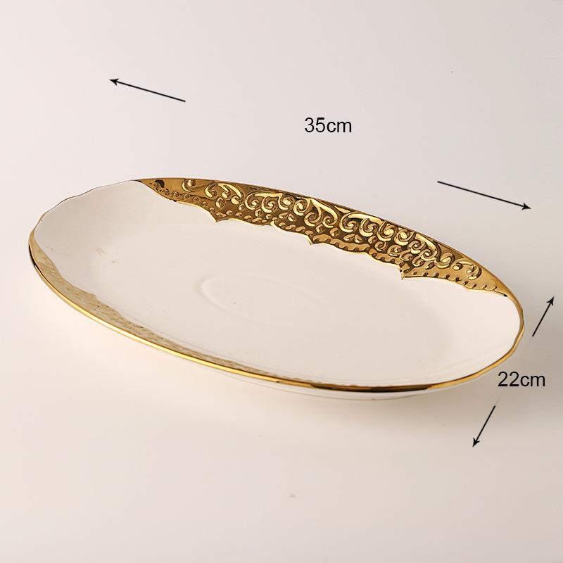 Golden Edged Ceramic Dining Plate Western Style Steak Plate Pasta Dish Sushi Plates Salad Bowl Serving Plates Dessert Bowl Dish