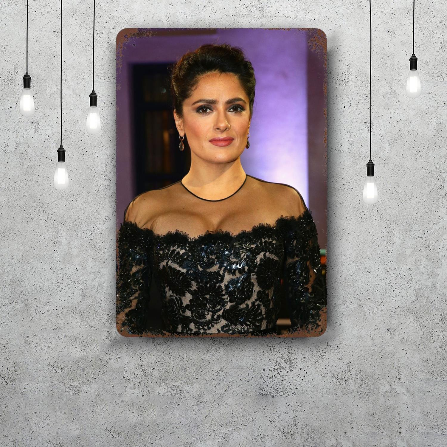 

salma hayek Funny Bar Metal Sign Retro Plaque Vintage Sign Alcohol Drinker Pub Club Man Cave Kitchen Wall Decoration 20x30cm（7.8x11.8inch）