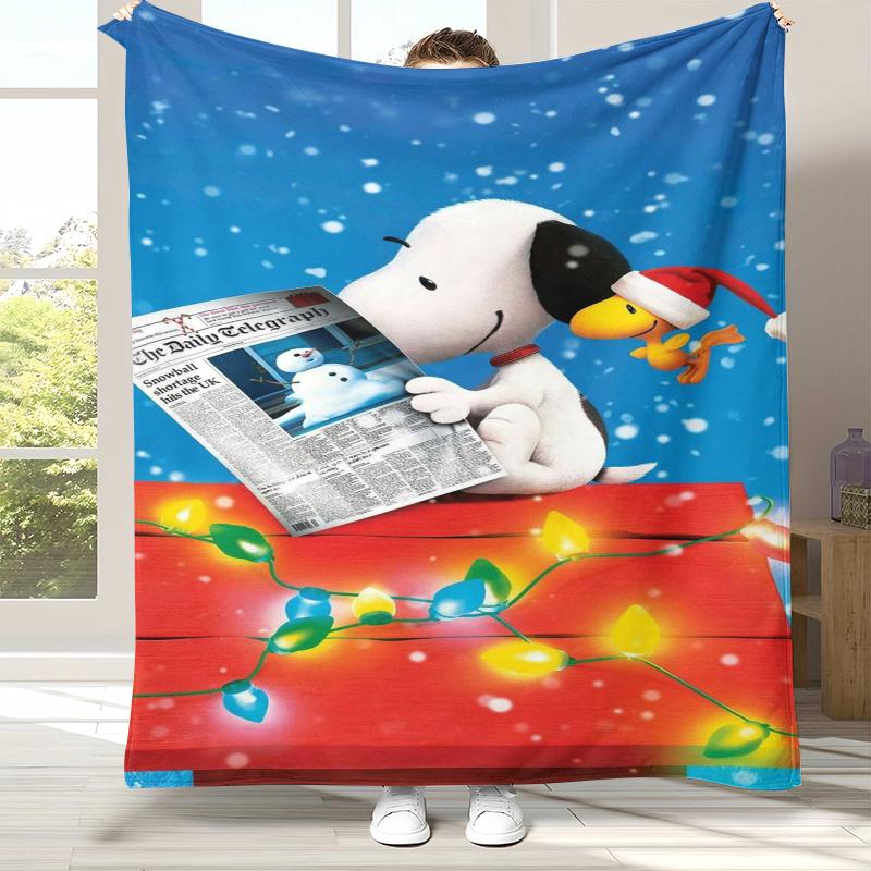 Cute Snoopy Dog Cartoon Flannel Blanket,Ultra Soft Warm Plush Throw for Home Bedroom Bed Sofa Cover Camping Picnic gift