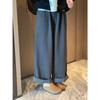 Maternity Woolen Fleece-Lined Adjustable Support Pants for Autumn/Winter: Wide-Leg, Straight-Leg Design