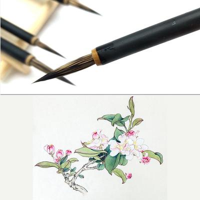 3 Stücke Kupferkopf Hakenlinie Pinsel Aquarellpinsel Chinesische Kalligraphie Künstler Kunst Stationäre Ölgemälde Pinsel