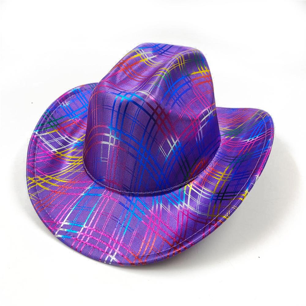 Color Blocks Laser Cowboy hat Western cowboy men and women retro party stage party Cowboy hat outdoor knight hat Wholesale