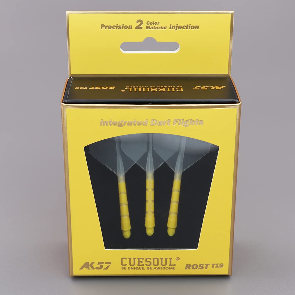 CUESOUL ROST T19 Big Wing Clear Flight Yellow Large Set of 3 Shaft-Integrated Flight, Shape, Two-Tone Color, + Shaft, Size, (CS-AK579-5L)