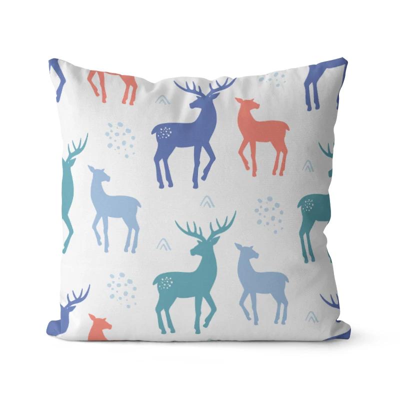 

Мультяшная иллюстрация Рождественская наволочка Домашнее украшение атмосферы Односторонняя печать Наволочка для диванной подушки 66x66cm белый