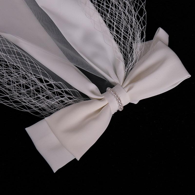 Ribbon Bowknot Long Tulle Marriage Bridal Veil with Fix Hair Clip for Marriage Wedding Celebration Party Accessories