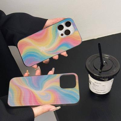 Rainbow Line Phone Case For IPhone 11 12 13 14 15 16 17 Pro Max PLUS Pro Wave Corrugated Silicone Case