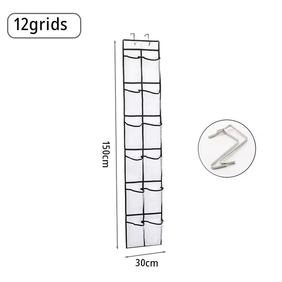 

24 Grids Wall-Mounted Sundries Shoe Organiser Fabric Closet Bag Storage Rack Mesh Pocket Clear Hanging Over The Door Cloth Box