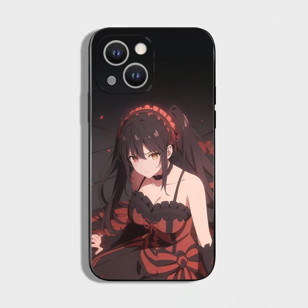 Tokisaki Kurumi Date a live 1 Phone Case For iPhone 16 15 Plus 14 13 Pro Max 12 Mini 11 X XS XR 7 8 8Plus Black Soft Phone Coque